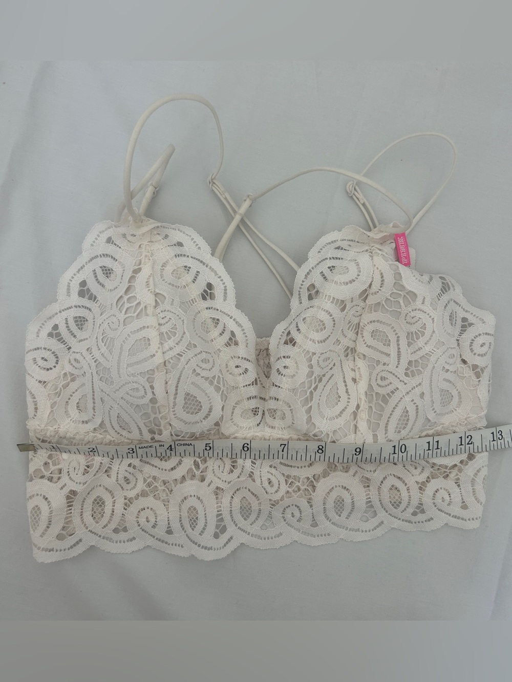 NTW PINK Victoria’s Secret Cream Lace Strappy Bralette Coquette / Size M - Picture 4 of 7